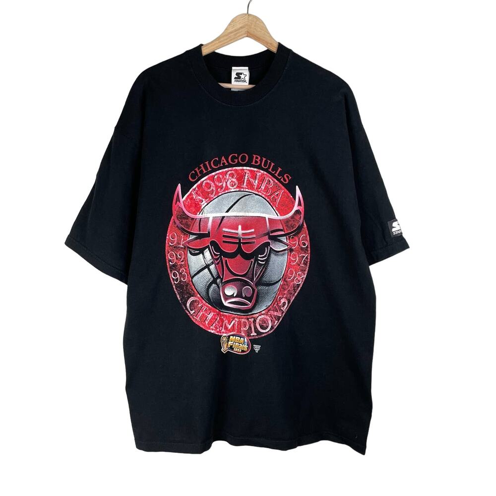 Vintage Starter NBA Chicago Bulls 1998 Champions T Shirt Size XL 6 Time Champion